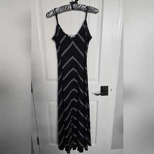 LOFT Black and White Chevron Maxi Dress